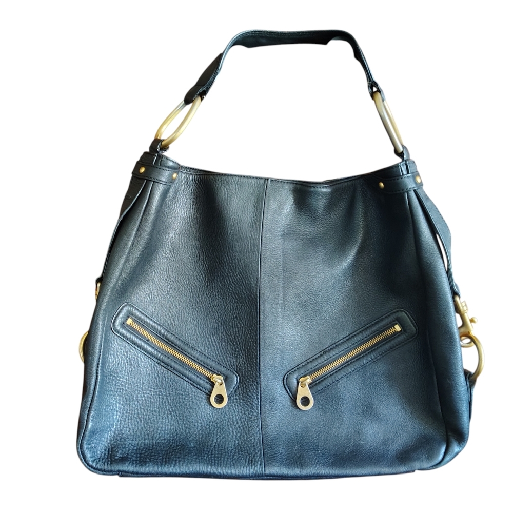 Presa Black Leather Hobo Shoulder Bag    50